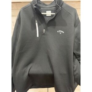 Callaway Mens Large 1/4 Zip Pullover Black Ribbed‎ Textured Golf Sweater L